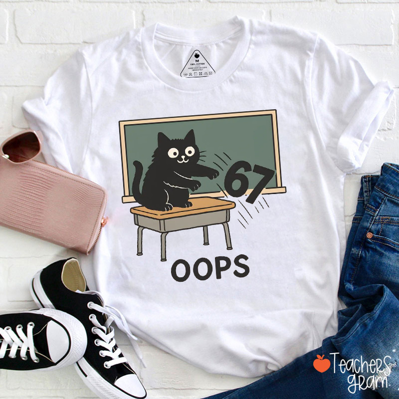 Funny Cute Cat Anti 67 Teacher T-Shirt