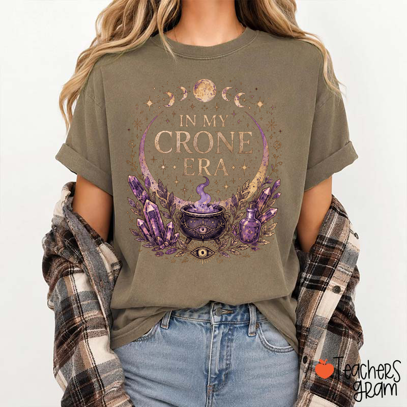 In My Crone Era Witch Moon Phase Teacher T‑Shirt