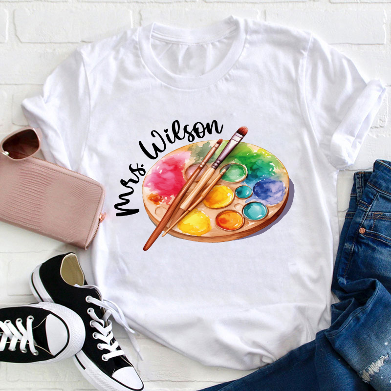 Personalized Artist Palette Teacher T-Shirt
