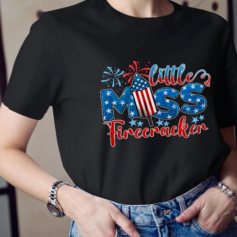 Little Miss Firecracker Teacher T-Shirt