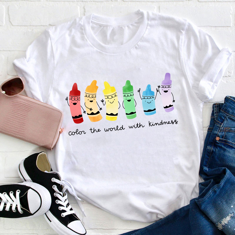 Color The World With Kindness Teacher T-Shirt Sale-Teachersgram