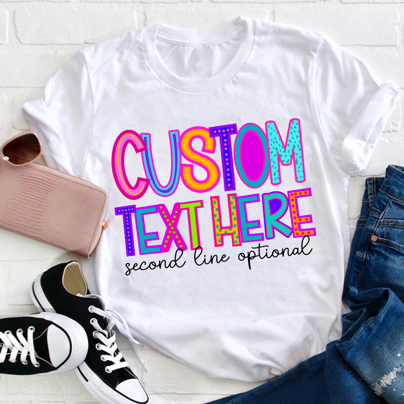 Personalized Name Neon Lights Teacher T-Shirt