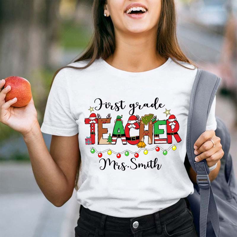 Personalized Christmas Teacher T-Shirt