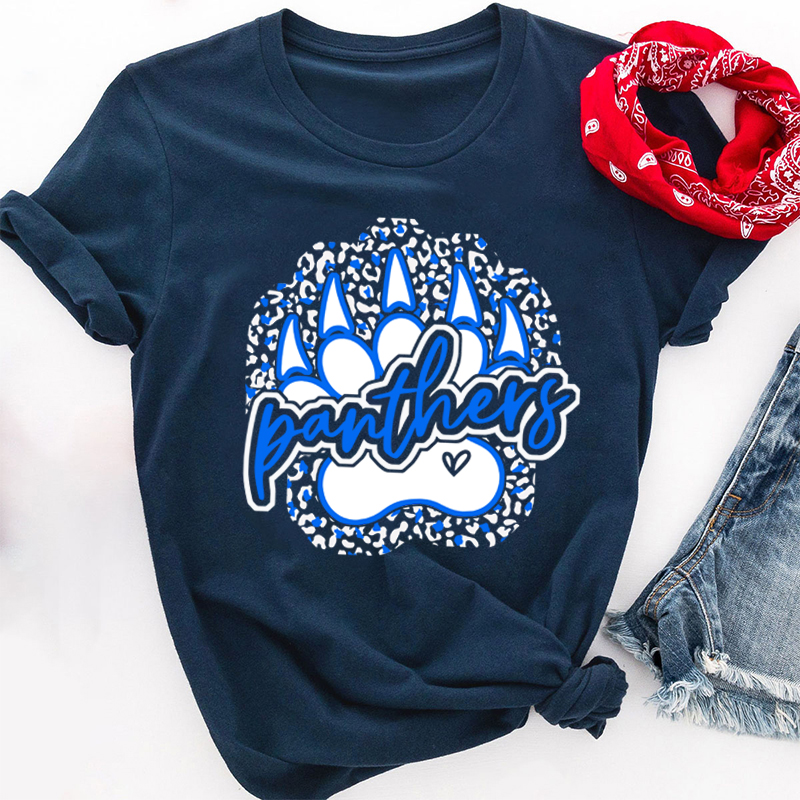 Personalized Leopard Print Stroke Mascot Icon Teacher T-Shirt