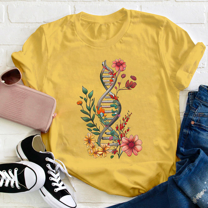 Floral DNA Biochemistry Teacher T-Shirt