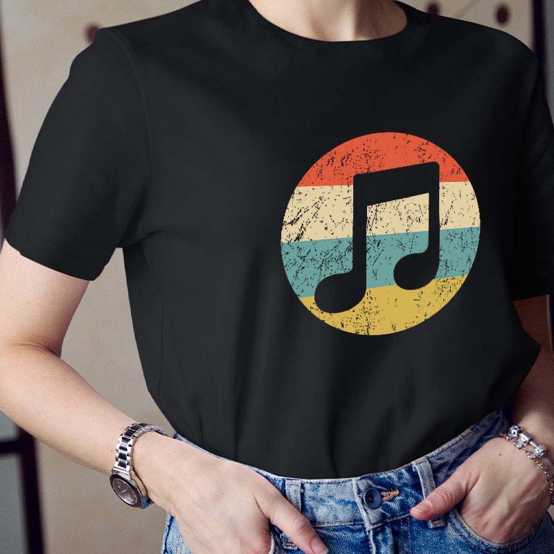 Retro Musical Notes Teacher T-Shirt