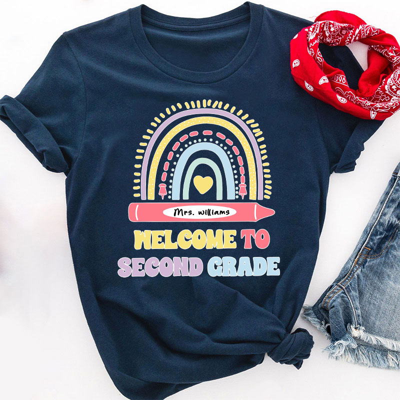 Personalized Cute Rainbow Teacher T-Shirt