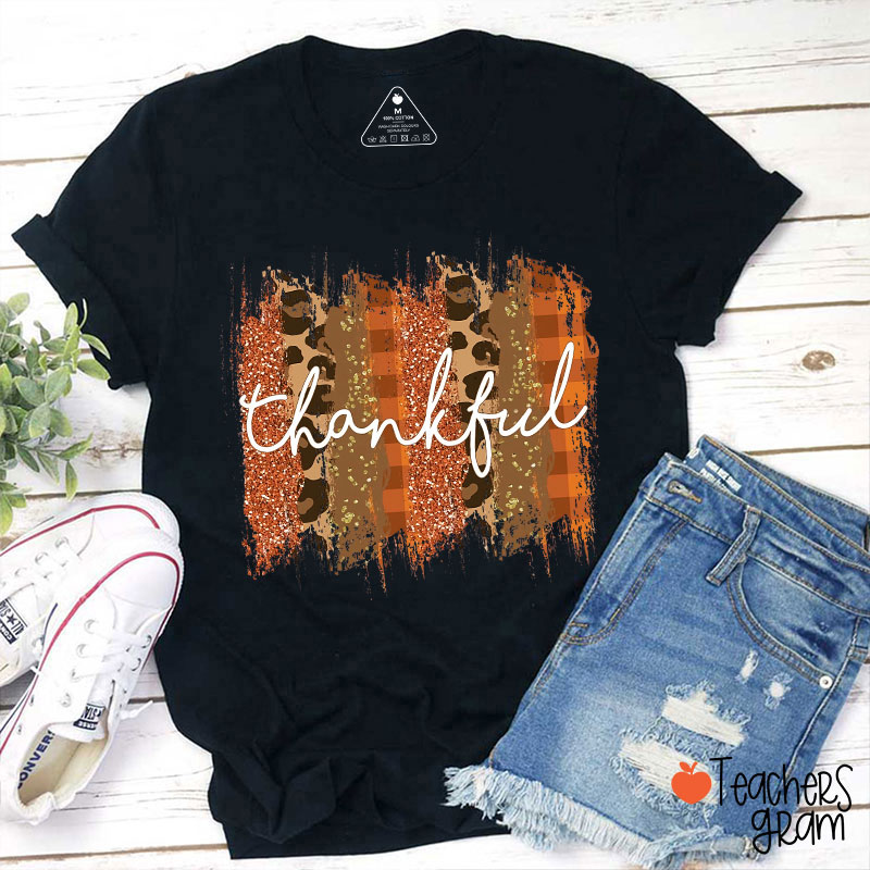 Thankful Leopard Teacher T-Shirt