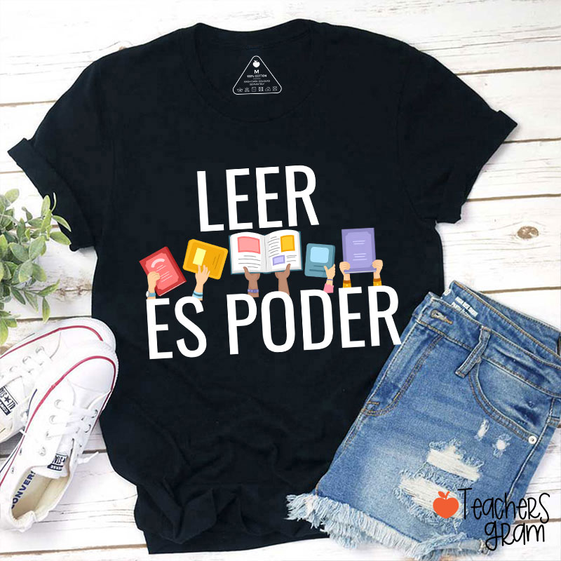 Leer Es Poder Spanish Teacher T-Shirt Sale-Teachersgram