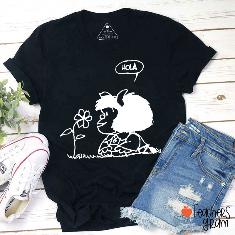 Hola Flower Spanish Teacher T-Shirt