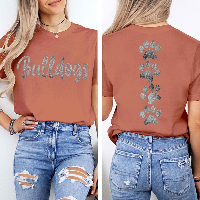 Personalized Mascot And Paw Game Day Teacher Two Sided T-Shirt