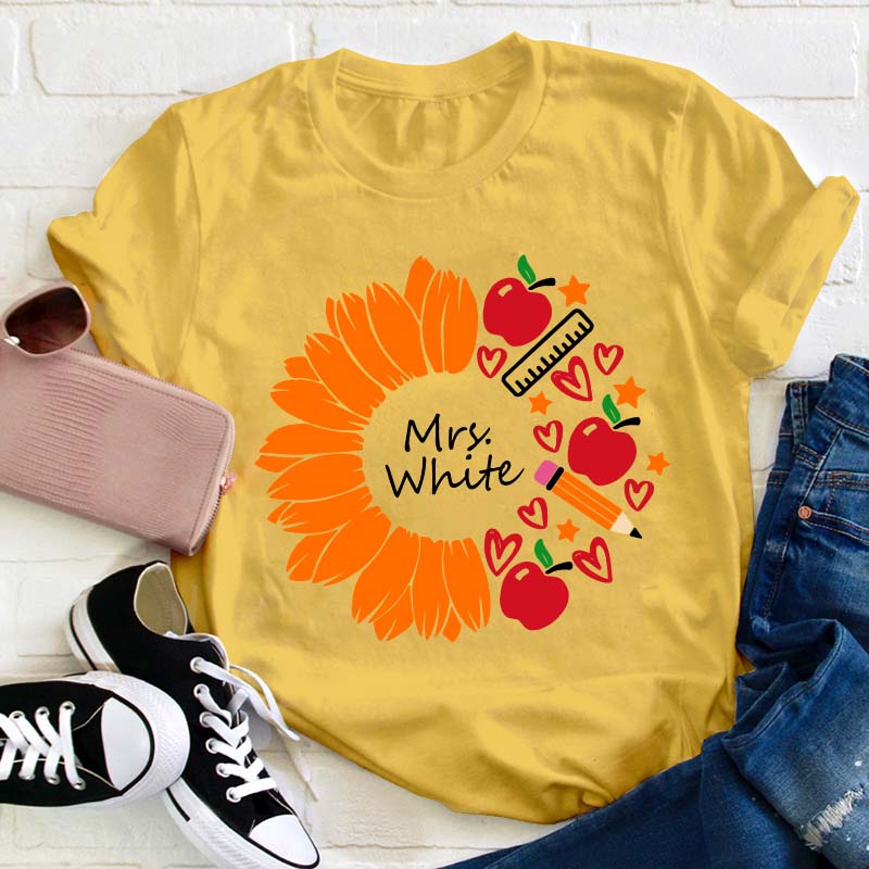 Personalized Sunflower Teacher Life Teacher T-Shirt