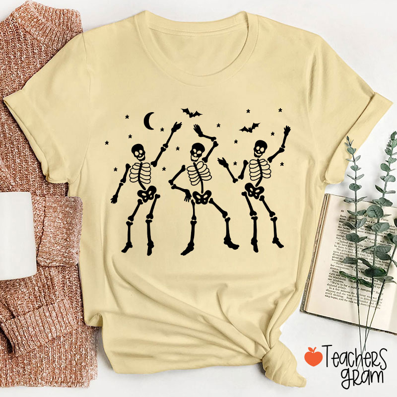 Dance Skeleton Bat Halloween Teacher T-Shirt