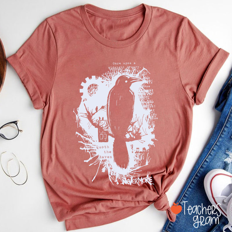 Nevermore Raven Halloween Teacher T-Shirt