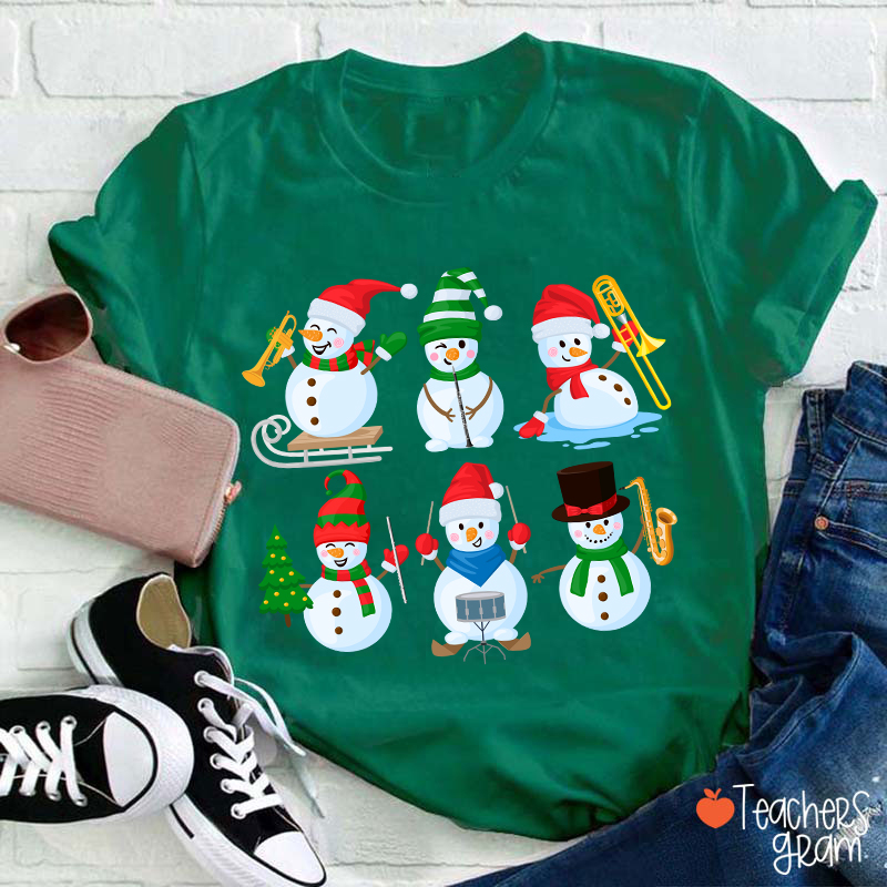 Snowman Band Christmas Teacher T-Shirt