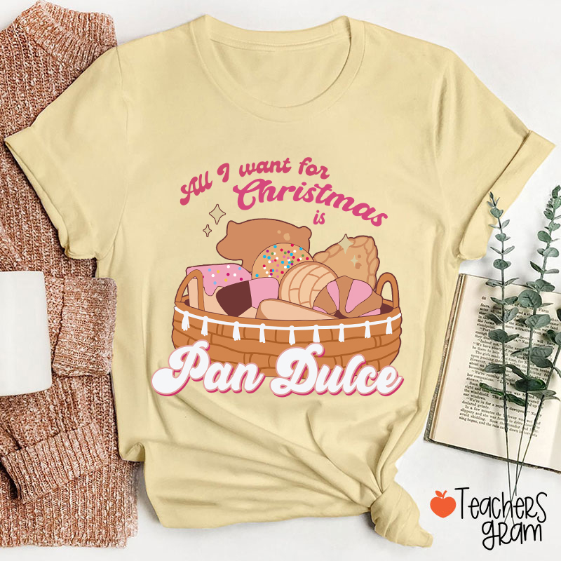All I Want For Christmas Is Pan Dulce Spanish Teacher T-Shirt