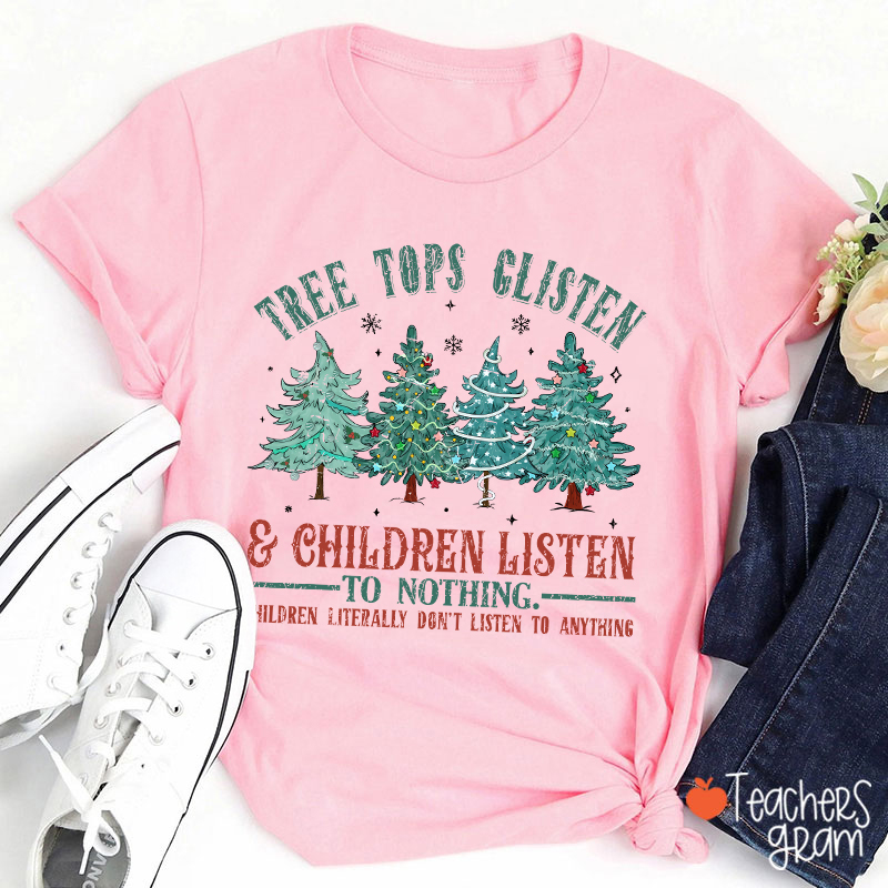 Christmas Tree Tops Glisten Teacher T-Shirt