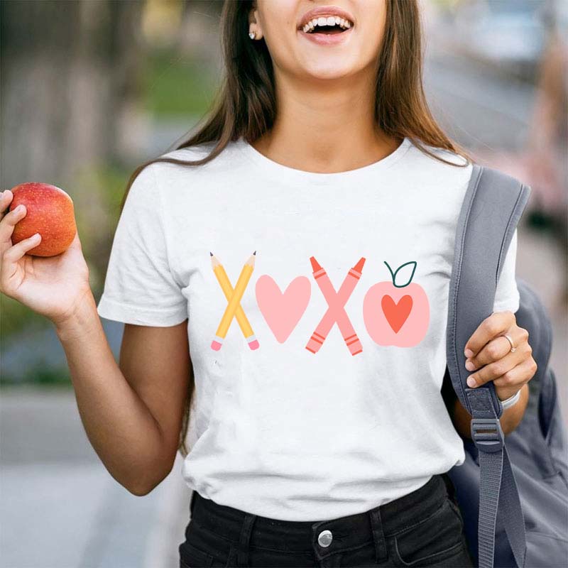 Pencil Crayon Apple Teacher T-Shirt