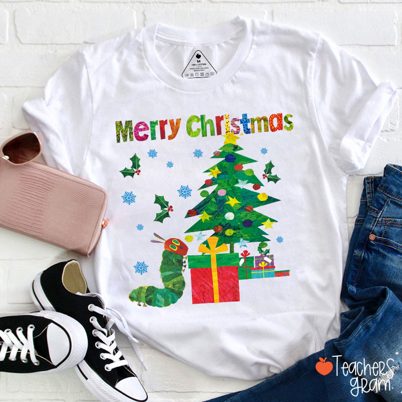 Very Hungry Caterpillar Merry Christmas Teacher T-Shirt