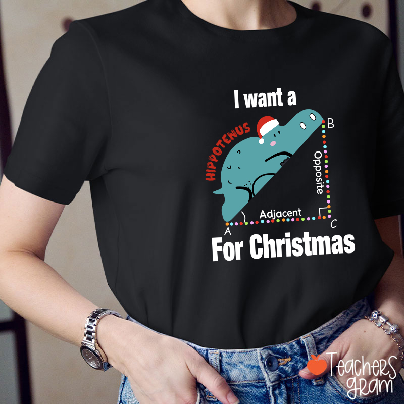 I Want A Hippotenus For Christmas Teacher T-Shirt