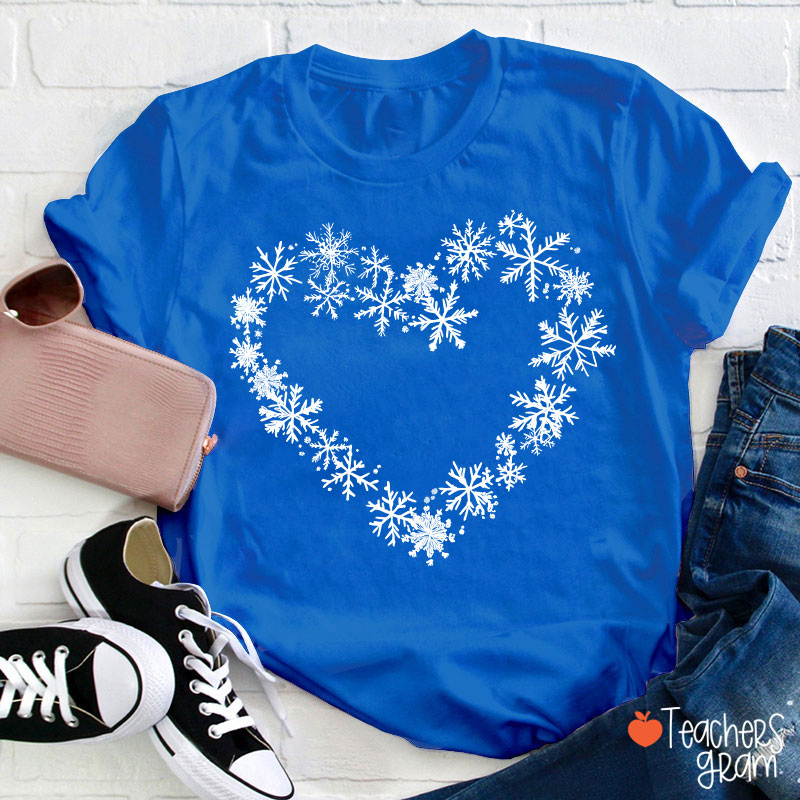Snowflakes Heart Teacher T-Shirt
