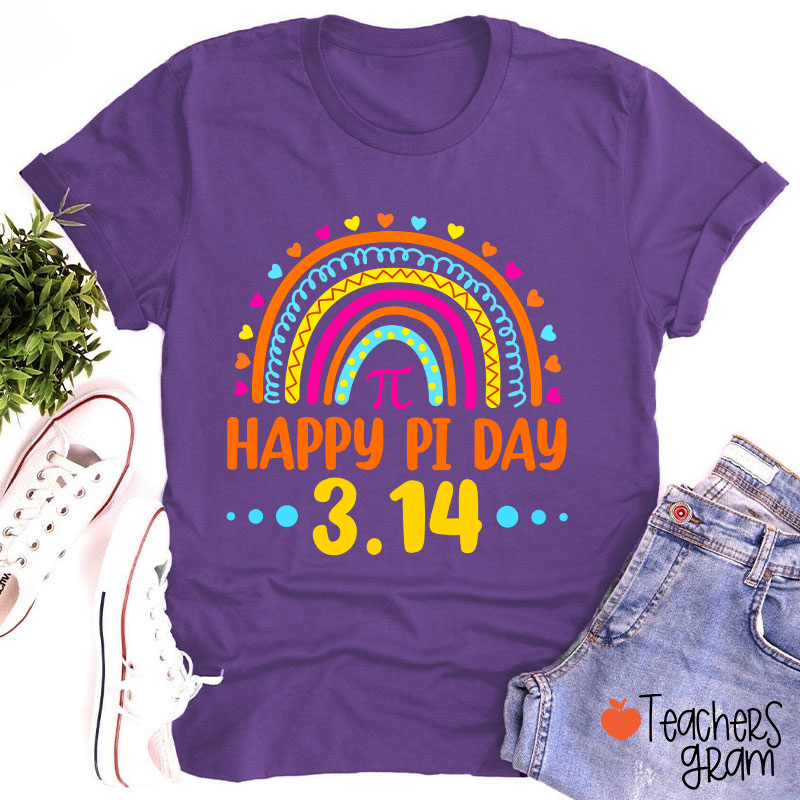 Happy Pi Day Rainbow Teacher T-Shirt