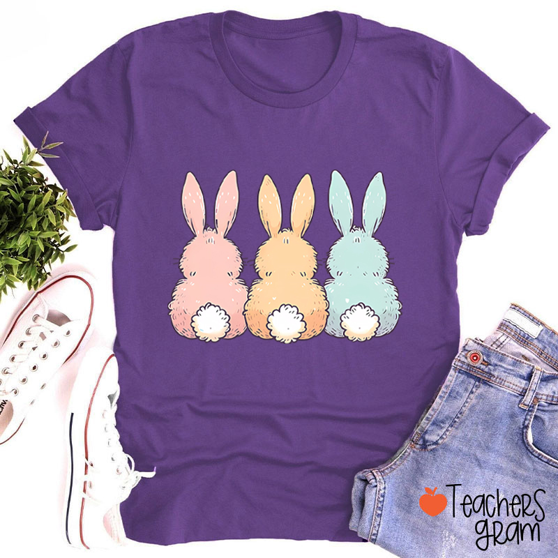 Three Cute Bunnies Teacher T-Shirt
