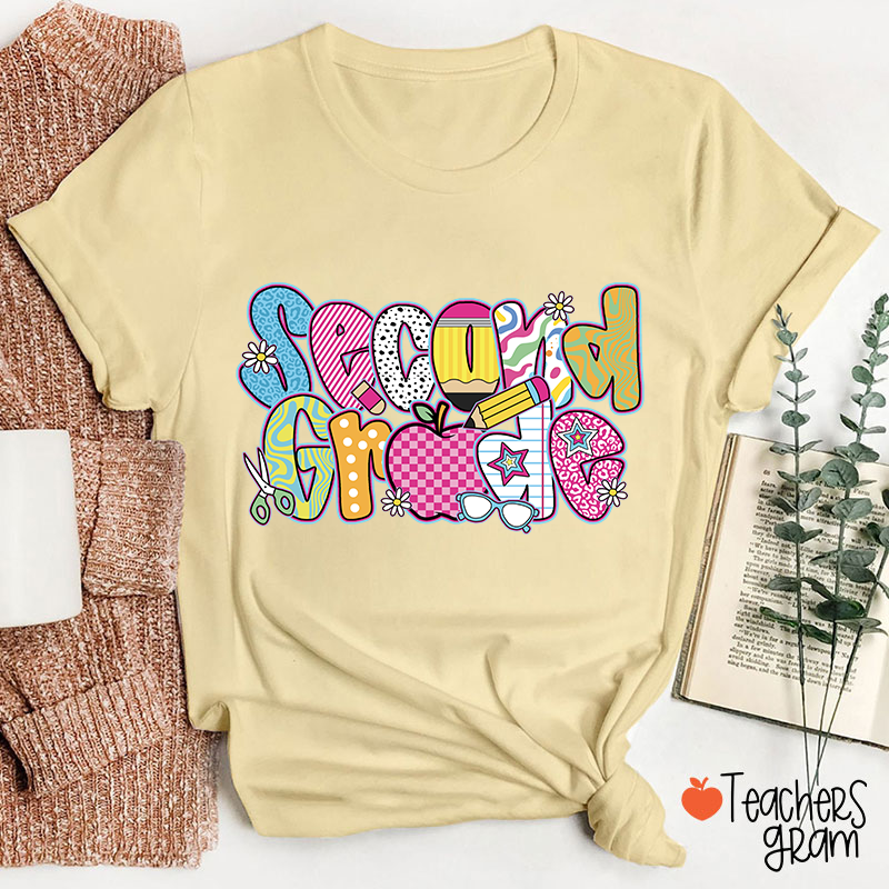 Personalized Grade Apple First Day Teacher T-Shirt