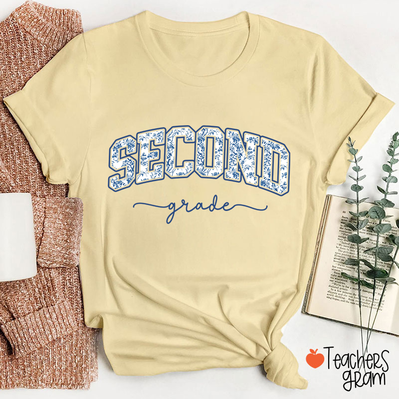 Personalized Grade Blue And White Porcelain Teacher T-Shirt
