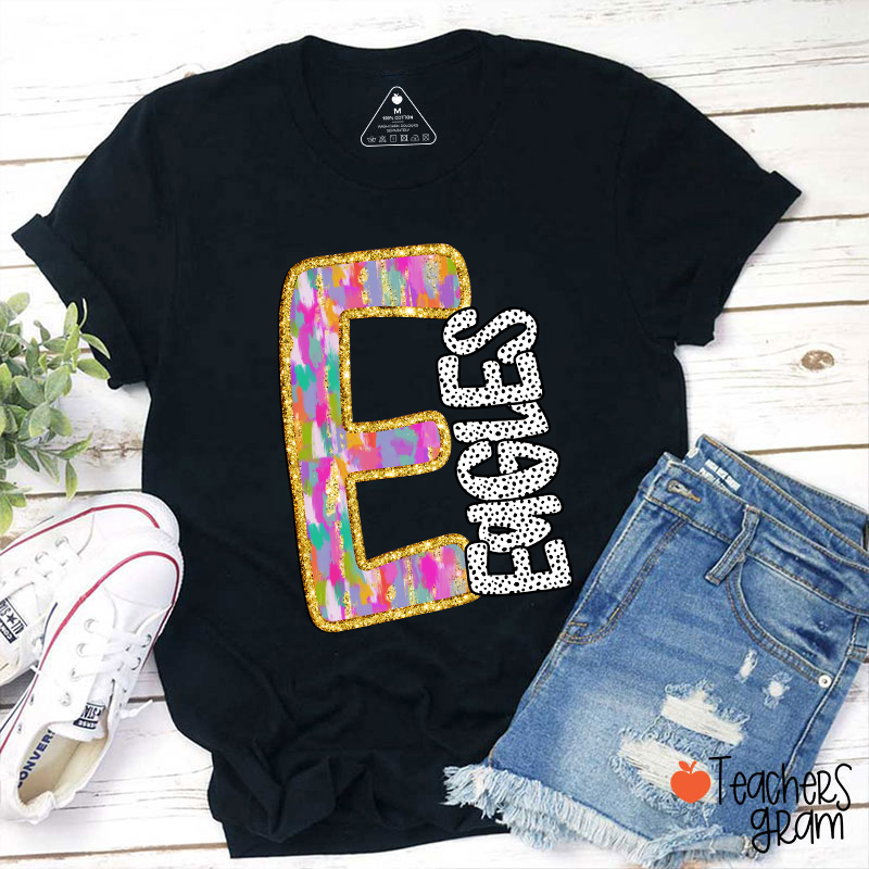Personalized Mascot Colorful Initials Polka Dot Teacher T-Shirt