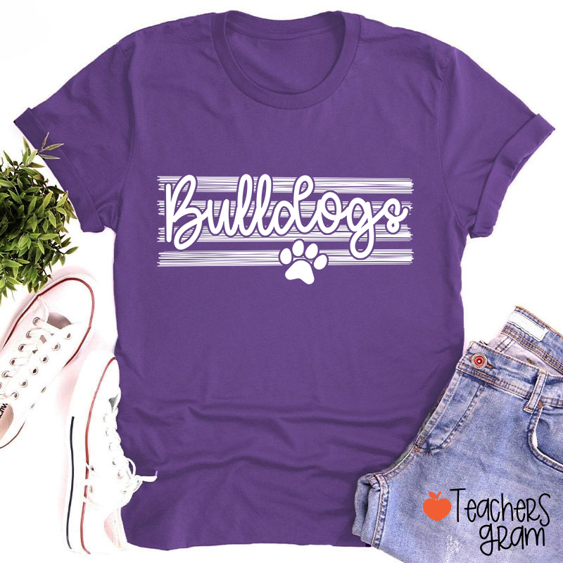Personalized Mascot On Stripes Spirit Game Day Teacher T-Shirt