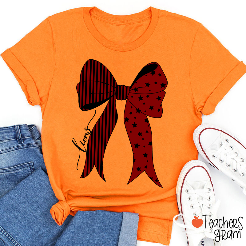 Personalized Mascot Stars And Stripes Bow Teacher T-Shirt