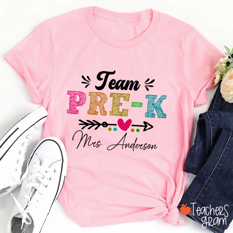 Personalized Team Name Arrow Heart Teacher T-Shirt