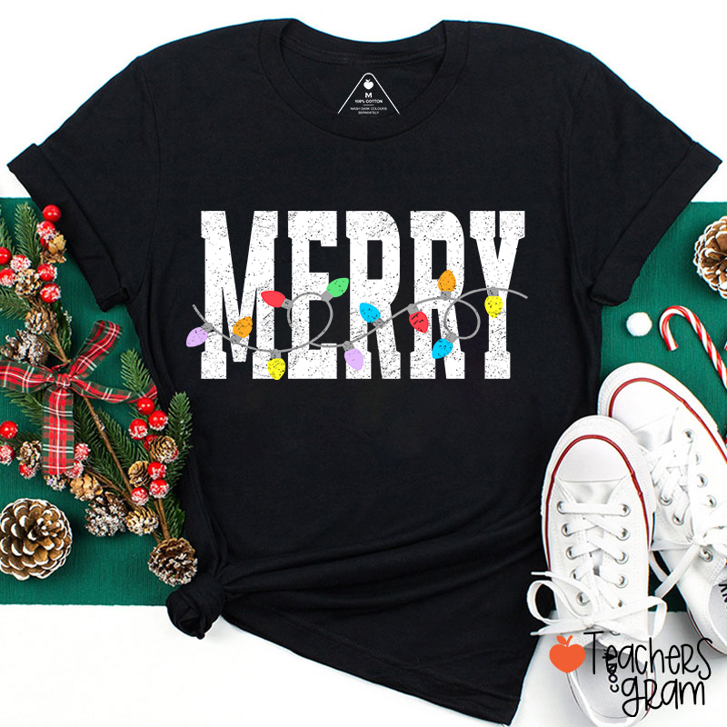 Merry Christmas Lights Teacher T-Shirt