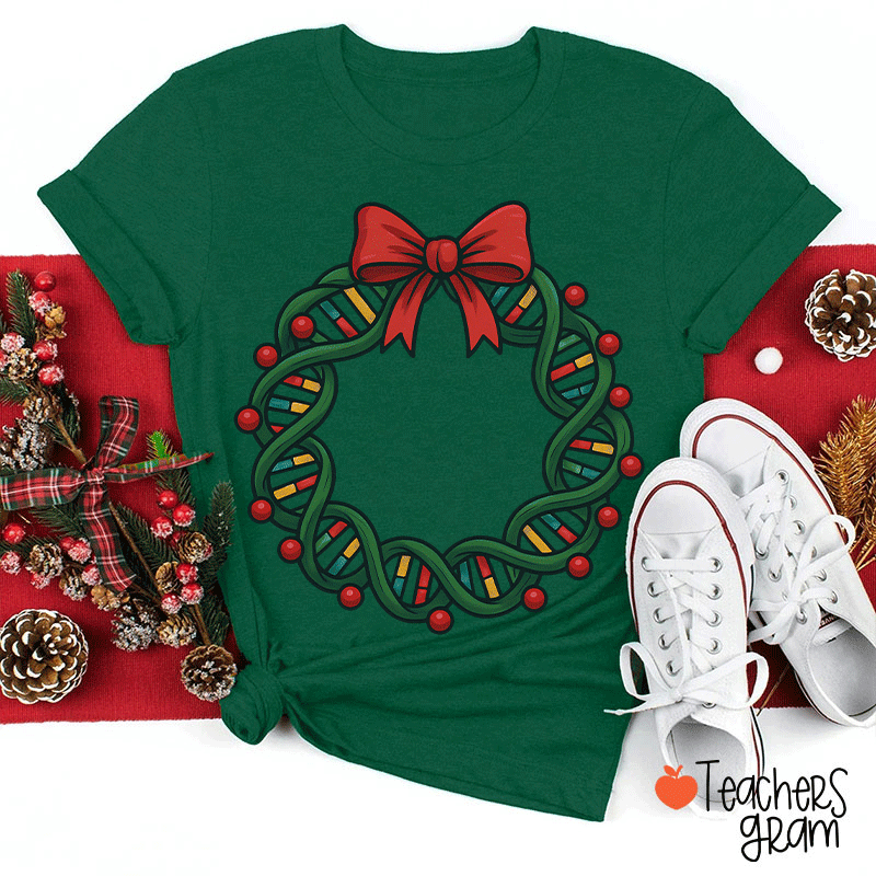 DNA Double Helix Christmas Teacher T-Shirt