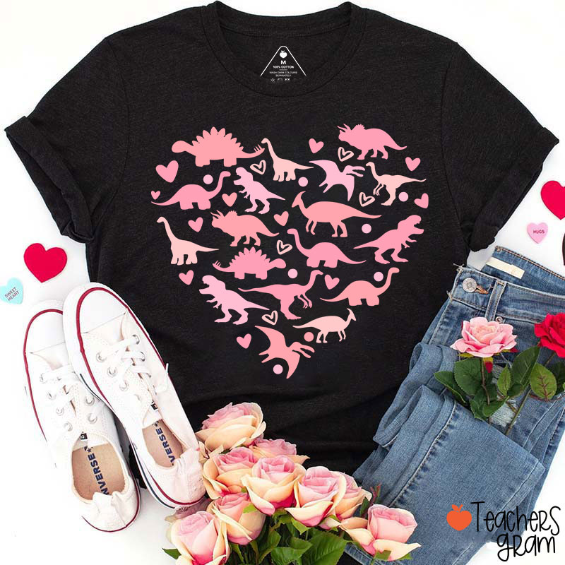 Cute Dinosaur Heart Teacher T-Shirt