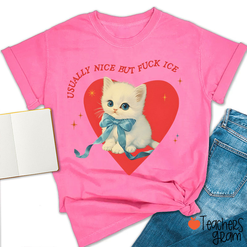 Usually Nice But Fuck Ice Teacher T-Shirt