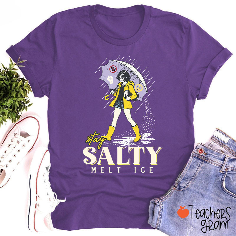 Subtle Anti Ice Stay Salty Protest Teacher T-Shirt
