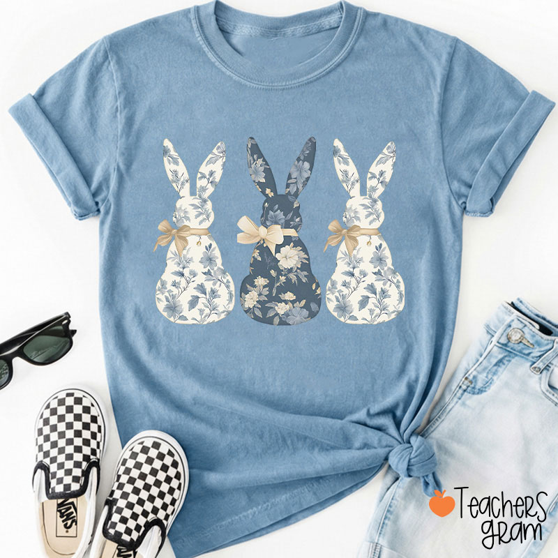 Coquette Bow Easter Bunny Teacher T-Shirt