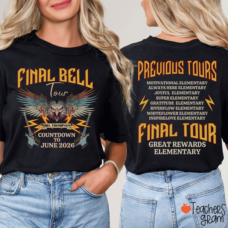 Personalized Funny Retirement Countdown Teacher Two Sided T-Shirt