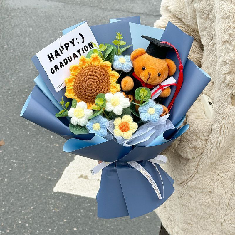 Knitted Graduate Bear Crochet Graduation Bouquet 