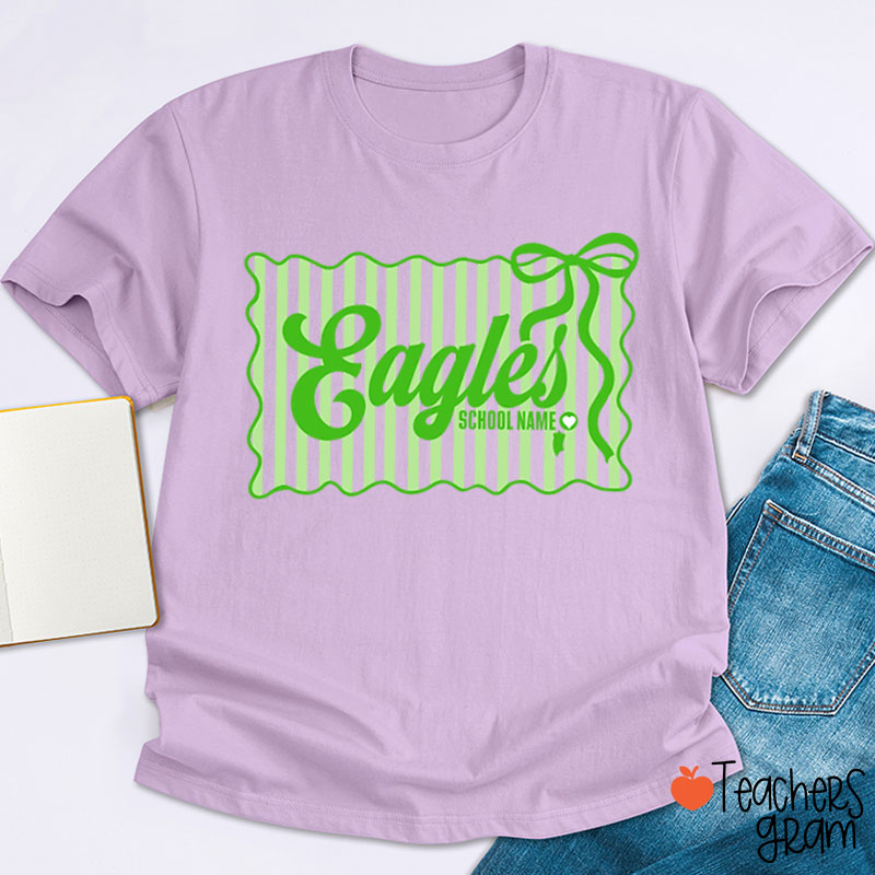 Personalized Retro Stripe Cheer Team Teacher T-Shirt