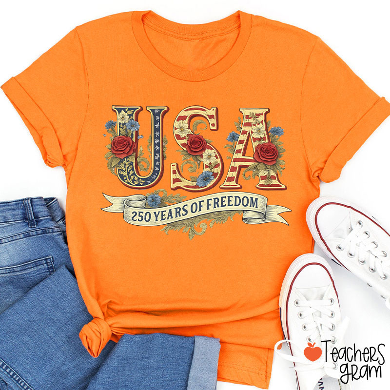 Usa 250 Years Of Freedom Teacher T-Shirt