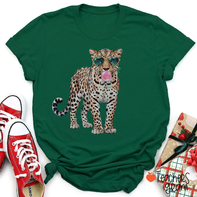 Leopard Bubblegum Sunglasses Teacher T-Shirt
