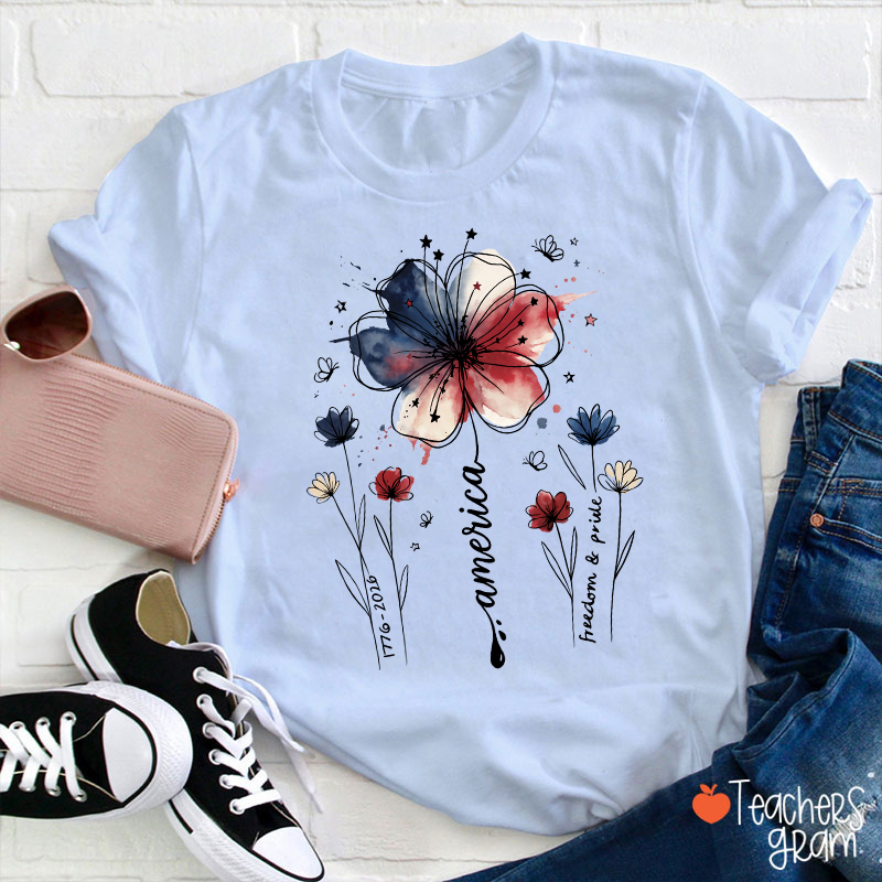 1776-2026 America Freedom And Pride Teacher T-Shirt