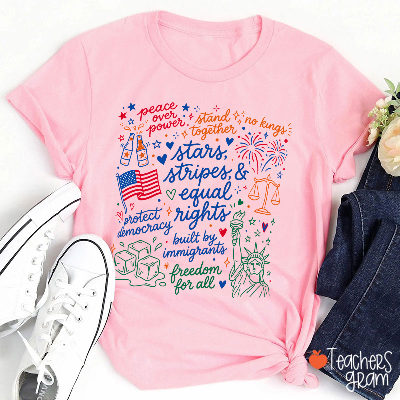 Doodle USA Political Equal Rights Teacher T-Shirt