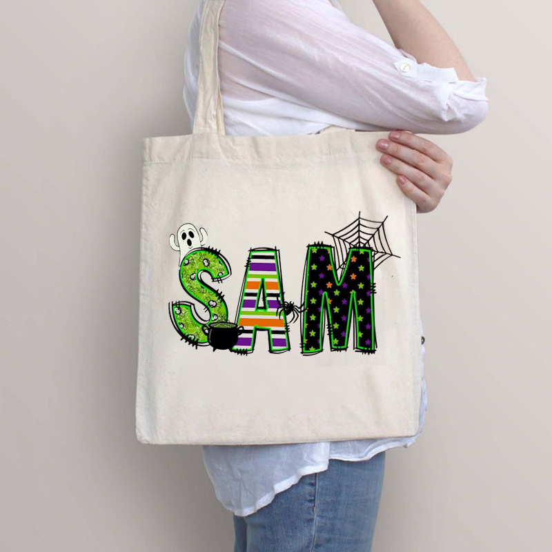 Personalized Name Halloween Teacher Tote Bag