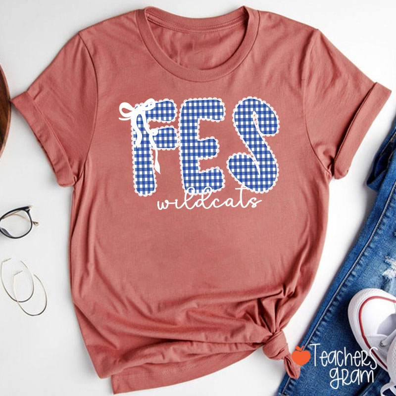 Personalized Gingham School Spirit Teacher T-Shirt