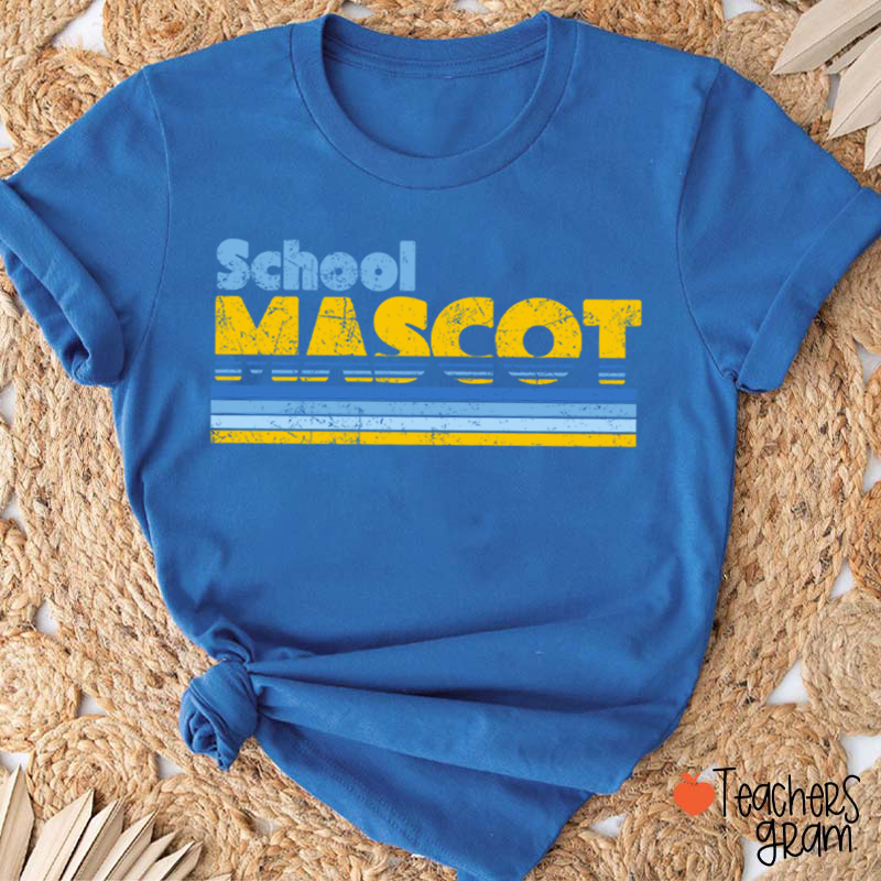 Personalized Mascot And School Name Contrast Color Line Design Teacher T-Shirt