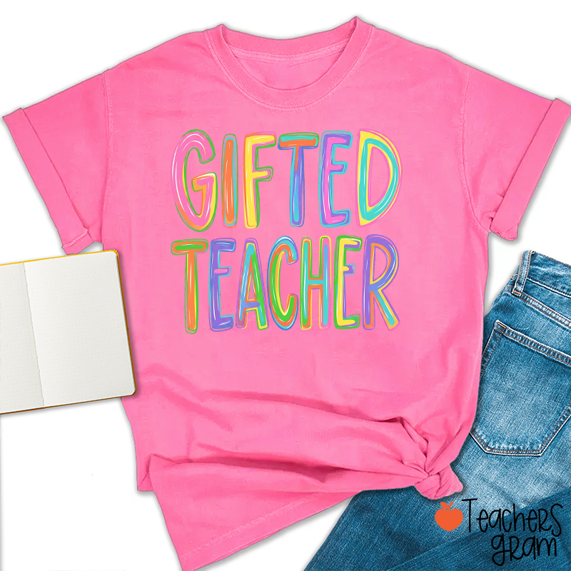 Personalized Name Colorful Neon Teacher T-Shirt